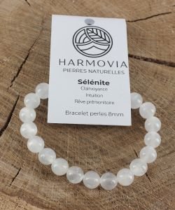Bracelet Sélénite AA - Perles 8mm, 1 pièce